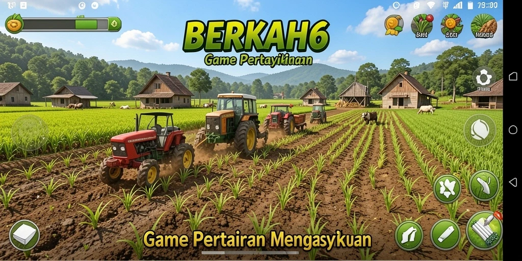 Tampilan gameplay menarik dari <strong>BERKAH6</strong> menunjukkan ladang dan aktivitas bertani.