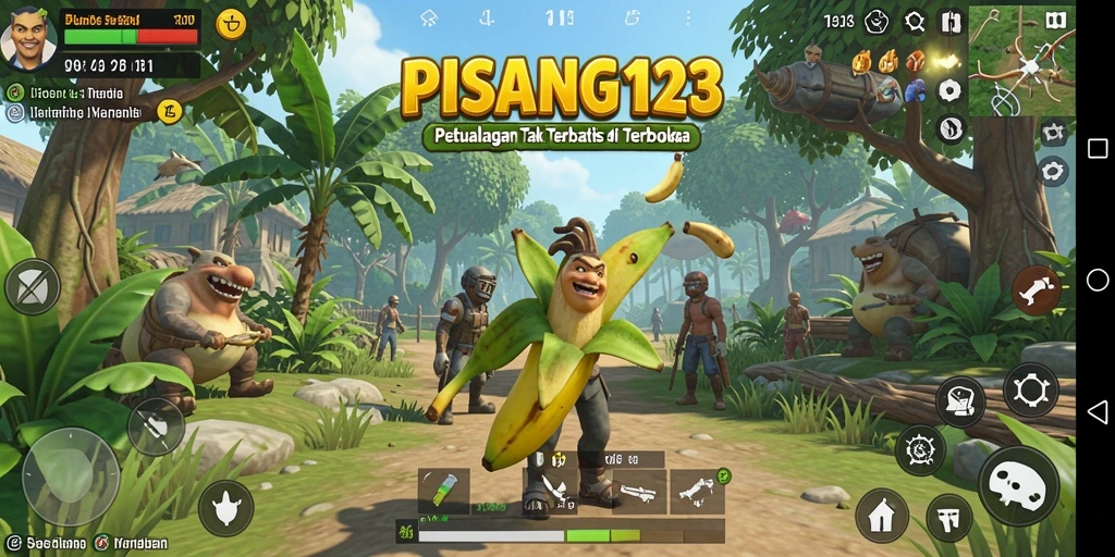 Tangkapan layar gameplay PISANG123 menampilkan dunia terbuka yang luas.