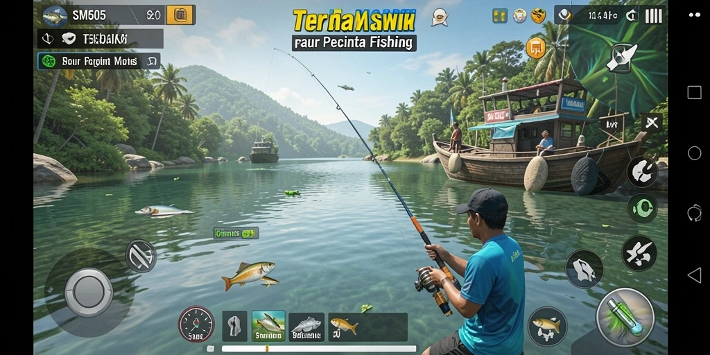 Tampilan gameplay SM605 menampilkan aksi memancing yang mendebarkan dan grafis yang menakjubkan.