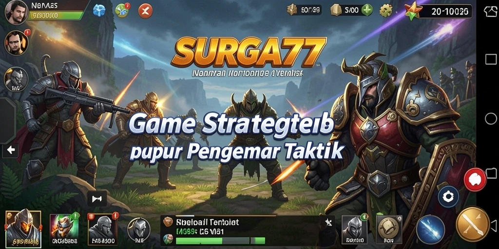 Menampilkan aksi epik dan strategi cerdas dalam gameplay SURGA77.