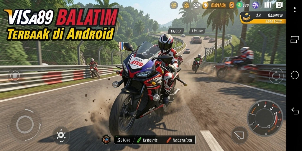 Gameplay seru dalam balapan motor yang menegangkan.